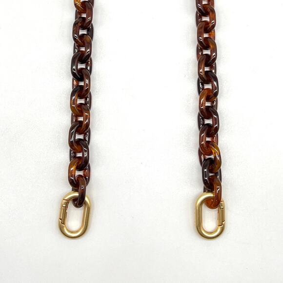 CLARE V Shoulder Chain Strap Mini Round Link Tortoise Gold Handbag Accessory NEW - Picture 6 of 12